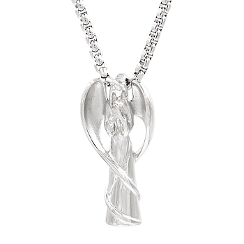 Stainless Steel Angel Pendant Necklaces for Women, Stainless Steel Color, no size