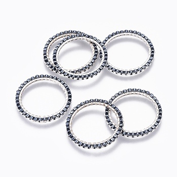 MIYUKI & TOHO Handmade Japanese Seed Beads, with 304 Stainless Steel Link Rings, Loom Pattern, Ring, Silver, Dark Gray, 22~23x1.7mm