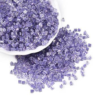 6/0 Transparent Inside Colours Glass Seed Beads, Triangle, Lilac, 3.5x3.5x3.5mm, Hole: 0.9mm, about 4500pcs/pound