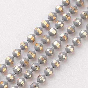 Brass Faceted Ball Chains, Soldered, Rack Plating, Two Tone, Gray, 1.5mm