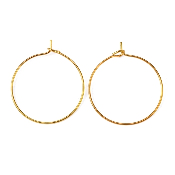 Brass Wine Glass Charm Rings Hoop Earrings, Golden, 20 Gauge, 25x0.8mm