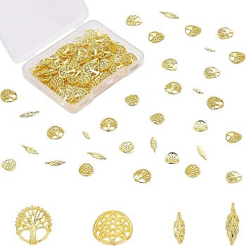 Alloy Cabochons, Hollow, Nail Art Decoration Accessories for Women, Mixed Shapes, Golden, 144pcs/box