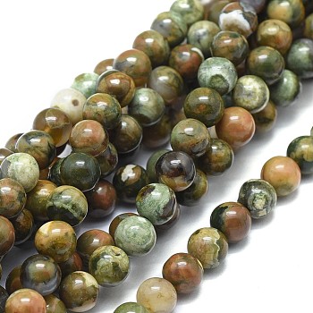 Natural Rhyolite Jasper Beads Strands, Round, Grade AB, 6mm, Hole: 0.7mm, about 66pcs/strand, 15.75 inch(40cm)