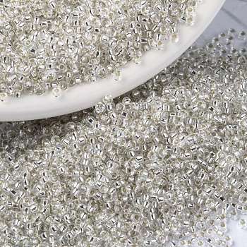 MIYUKI Round Rocailles Beads, Japanese Seed Beads, 15/0, (RR1) Silverlined Crystal, 1.5mm, Hole: 0.7mm, about 250000pcs/pound