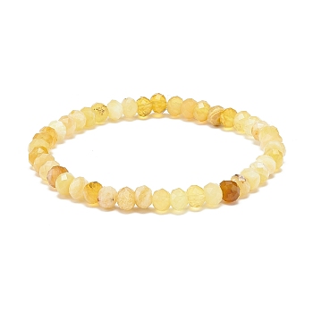 Natural Yellow Opal Rondelle Beaded Stretch Bracelets for Women, Inner Diameter: 2-1/8 inch(5.5cm)