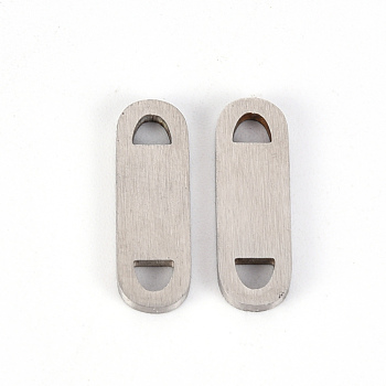 201 Stainless Steel Links Connectors, Laser Cut, Oval, Stainless Steel Color, 6x18x1mm, Hole: 2.5x3mm