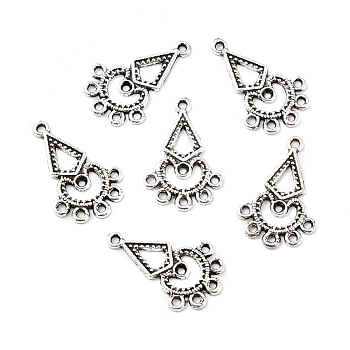 Tibetan Style Alloy Chandelier Component Links, Heart, Antique Silver, 26x16.5x1mm, Hole: 1.4mm