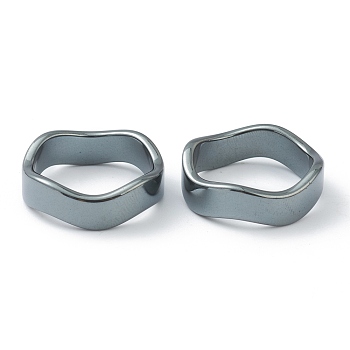 Non-magnetic Synthetic Hematite Finger Rings, Wave, US Size 8 1/2(18.5mm)