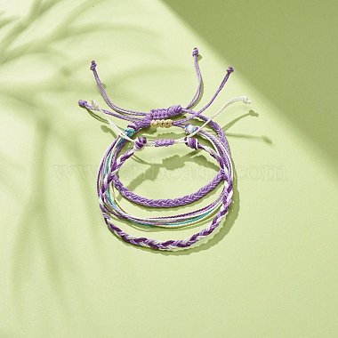 3Pcs 3 Style Waxed Polyester Braided Bracelets Sets(BJEW-JB08115-03)-2