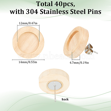 40Pcs Wooden Stud Earring Findings(FIND-SC0008-96A)-2