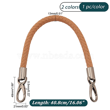 Elite 2Pcs 2 Colors Braided Imitation Leather Bag Straps(FIND-PH0017-31B)-2