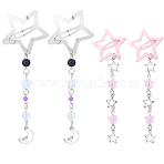 2Pcs 2 Styles Star Iron & Plastic Snap Hair Clips, Hair Accessorise for Girls, Mixed Color, 107~123mm, 1pc/style(PHAR-CP0001-29)