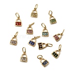 12Pcs 304 Stainless Steel Micro Pave Cubic Zirconia Charms, Lock Charms, Golden, 10.5x7x2.5mm, Jump Ring: 5.5x4.5x0.5mm, 4.5x2.5mm inner Diameter
(STAS-B133-03G)