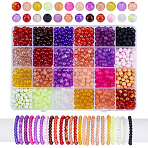 1200Pcs 24 Styles Glass Beads, Round, Mixed Color, 6mm, Hole: 1.3~1.6mm(GLAD-PH0001-08)