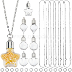 36Pcs 6 Styles Clear Glass Bottle Pendants, with Platinum Brass Finding Set, Stainless Steel Color, 5~35.5x5~35.5x0.8~10.5mm(GLAA-SC0002-35)