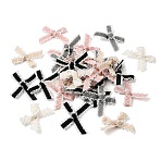 Polyester Bowknot with Lace Sew on Ornament Accessories, for DIY Jewelry Making Craft, Mixed Color, 25x38x5mm, 50pcs/bag(DIY-C085-07)