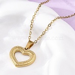 Hollow Heart 304 Stainless Steel Pendant Necklaces, Ion Plating(IP), Real 18K Gold Plated, 18.11 inch(46cm)(NJEW-M096-13G)