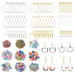 DIY Butterfly Glass & Flower Polymer Clay Beaded Earring Making Kit, Mixed Color, 26x0.7mm, hole: 2mm(DIY-YW0008-64)