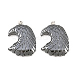 Non-magnetic Hematite Pendants, Grade A, with Iron Findings, Eagle/Hawk Charm, Black, 34x25x3mm, Hole: 2mm(X-G-Q894-19)