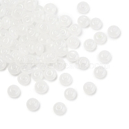 Imitation Jade Glass Seed Beads, Round Hole, Rondelle, WhiteSmoke, 4~4.5x2~2.5mm, Hole: 1mm, 140pcs/set(SEED-Q038-01C)