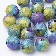Spray Painted Acrylic Beads, Round, Colorful, 18mm, Hole: 2mm(X-ACRP-R146-01)