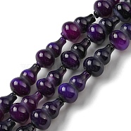 Natural Agate Beads Strands, Dyed, Gourd, Purple, 17.5~18.5x9.5~10mm, Hole: 1.2mm, about 23~24pcs/strand, 16.14~16.34 inch(41~41.5cm)(G-C039-C03)