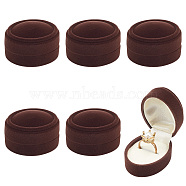 Velvet Single Ring Box, Wedding Ring Gift Case, Oval, Coconut Brown, 5.35x3.9x3.65cm(VBOX-WH0005-04)