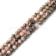 Natural Argentina Rhodonite Beads Strands, Faceted Round, 4mm, Hole: 0.2mm, about 94~98pcs/strand, 14.88''~15.04''(37.8~38.2cm)(G-M399-01B)