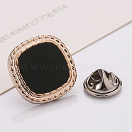 Plastic Brooch, Alloy Pin, with Enamel, for Garment Accessories, Square, Black, 25mm(SENE-PW0013-07C-07A)