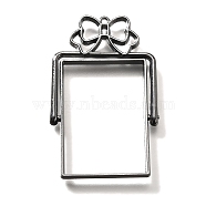 Alloy Open Back Bezel Pendants, For DIY UV Resin, Epoxy Resin, Cadmium Free & Nickel Free & Lead Free, Rectangle with Bowknot, Gunmetal, 48.5x31x3.5mm, Hole: 1.5mm(PALLOY-I223-10B)