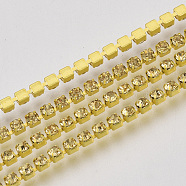 Electrophoresis Iron Rhinestone Strass Chains, Rhinestone Cup Chains, with Spool, Citrine, SS6.5, 2~2.1mm, about 10yards/roll(CHC-Q009-SS6.5-B09)