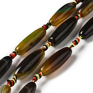 Natural Agate Beads Strands, Dyed & Heated, Rice, Coffee, 29.5~34x9.5~13.5mm, Hole: 2.5mm, about 10pcs/strand, 16''(41cm)(G-K334-01D)