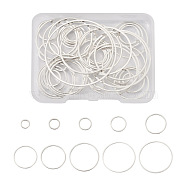 52Pcs 10 Style Brass Linking Rings, Long-Lasting Plated, Round Ring, 925 Sterling Silver Plated, 8~40x1mm, Inner Diameter: 6~38mm(KK-YS0001-07)