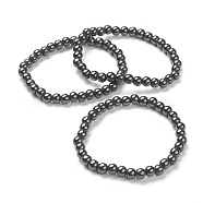 Synthetic Non-magnetic Hematite Beaded Stretch Bracelets, Round, Beads: 6~6.5mm, Inner Diameter: 2-1/4 inch(5.55cm)(BJEW-D446-B-22)