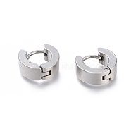 304 Stainless Steel Huggie Hoop Earrings, Hypoallergenic Earrings, Thick Hoop Earrings, Ring Shape, Stainless Steel Color, 10.5x12x4mm, Pin: 1mm(X-EJEW-O087-09D-P)