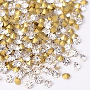 Back Plated Grade A Diamond Glass Pointed Rhinestone, Crystal, 3~3.2mm, about 1440pcs/bag(RGLA-SS12-001A)