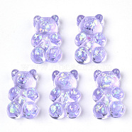 Transparent Epoxy Resin Cabochons, with Sequins, Hologram Cabochons, Bear, Lilac, 17x11x6~7mm(X-CRES-N025-04B)