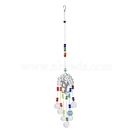 Alloy Tree of Life Pendant Decorations, Hanging Suncatcher, Glass Round Charms for Home Office Garden Decoration, Colorful, 405mm(AJEW-Q144-01AS-02)