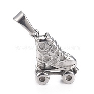 304 Stainless Steel Pendants, Roller Skate, Stainless Steel Color, 3/4x5/8x1/4 inch(19x14.5x6.5mm)(STAS-H110-07AS)