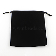 Velvet Jewelry Bag, Rectangle, Black, 17x15cm(TP-R004-01)