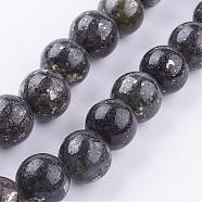 Natural Pyrite Beads Strands, Round, 10mm, Hole: 1mm, about 38pcs/strand, 16 inch(G-P303-01-10mm-16)