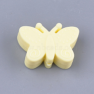 Food Grade Eco-Friendly Silicone Focal Beads, Chewing Beads For Teethers, DIY Nursing Necklaces Making, Butterfly, Champagne Yellow, 20.5x30x11mm, Hole: 2mm(SIL-T052-05G)