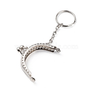 Iron Purse Frame Handle, for Bag Sewing Craft Tailor Sewer, with Key Ring, Platinum, 110mm(FIND-T008-225P)