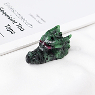 Natural Ruby in Zoisite Sculpture Display Decorations, for Home Office Desk, Dragon Head, 36.5~38x20.5x20.5~22.5mm(G-PW0004-43F)