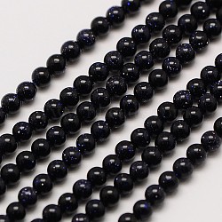 Synthetic Blue Goldstone  Round Beads Strands, 2mm, Hole: 0.8mm; about 184pcs/strand, 16inches(G-A130-2mm-G02)