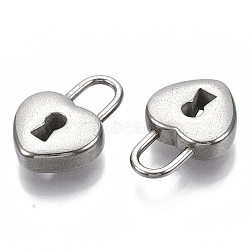 Tarnish Resistant 304 Stainless Steel Pendants, Heart Lock, Stainless Steel Color, 19.5x13x5mm, Hole: 6x4mm(X-STAS-S079-164)