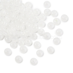 Imitation Jade Glass Seed Beads, Round Hole, Rondelle, WhiteSmoke, 4~4.5x2~2.5mm, Hole: 1mm, 140pcs/set(SEED-Q038-01C)