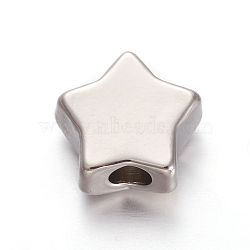 304 Stainless Steel Beads, Star, Stainless Steel Color, 11.5x11.5x5.8mm, Hole: 3mm(X-STAS-O112-05P)