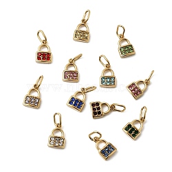 12Pcs 304 Stainless Steel Micro Pave Cubic Zirconia Charms, Lock Charms, Golden, 10.5x7x2.5mm, Jump Ring: 5.5x4.5x0.5mm, 4.5x2.5mm inner Diameter
(STAS-B133-03G)