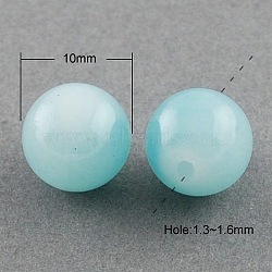 Imitation Jade Glass Round Beads Strands, Spray Painted, Pale Turquoise, 10mm, Hole: 1.3~1.6mm, about 80pcs/strand, 31.4 inch(X-DGLA-S076-10mm-19)